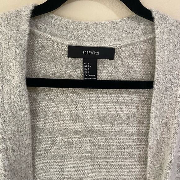 Forever 21 Gray Marbled Open Front Duster Cardigan Sweater Size S - Picture 3 of 5